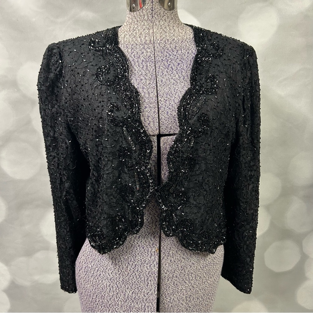 Vintage Beaded Black Shrug